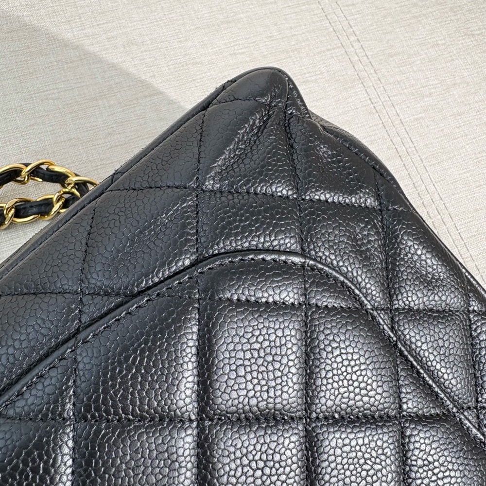 SOLD - CHANEL Black Caviar Classic Single Flap Jumbo GHW - Picture 9 of 16